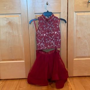 PromGirl Maroon Two Piece Dress Size 0